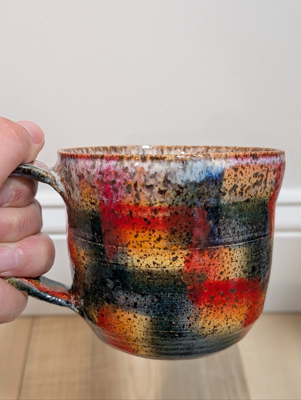 Handmade Rainbow Prism Speckled Pottery Mug